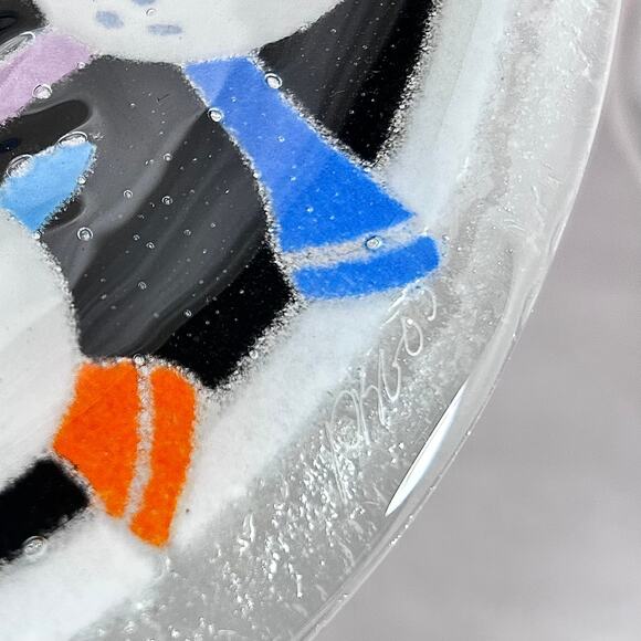 Peggy Karr TEES 8.5" Fused Art Glass Bowl Golf Balls & Tees 2003 - Picture 6 of 6